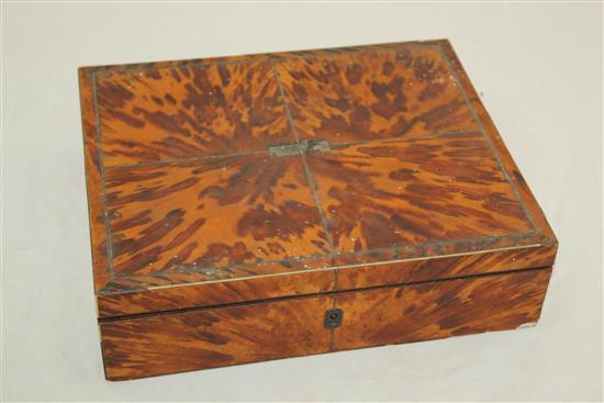 A Regency blond tortoiseshell work box, 10.25in.